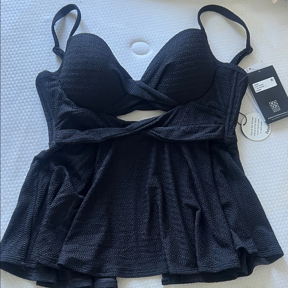 Coco Reef Black Textured Tankini Swim Top